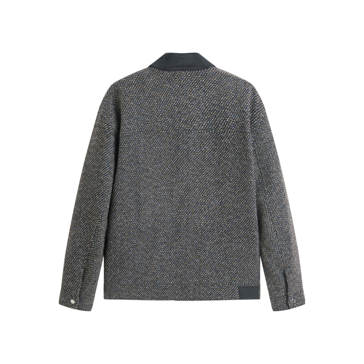 Men's Tweed-Texture Jacket with Suede Trim