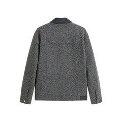 Men's Tweed-Texture Jacket with Suede Trim