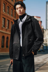 Men's Utility Jacquard Textured Hooded Jacket