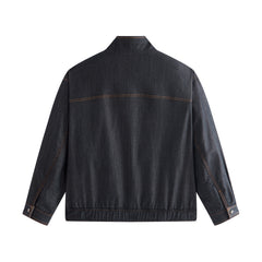 Men's Utility Stand-Collar Denim-Look Jacket