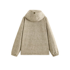 Men's Tweed-Texture Hooded Jacket