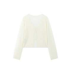 Women's Cropped Tie-Front Knit Cardigan