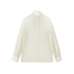 Women's Polka-Dot Long-Sleeve Shirt with Tie Neck