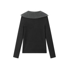 Women's Wool-Blend Wide-Lapel Knit Pullover