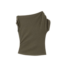 Women's Off-Shoulder Pleated Acetate T-Shirt