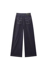 Women's Contrast-Stitched Wide-Leg Jeans