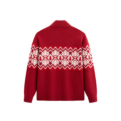 Men's Fair Isle Contrast Knit Cardigan