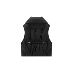 Women's Pleated Waist Vest Style Puffer Jacket