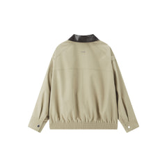 Women's Barn-Style Contrast PU Collar Jacket