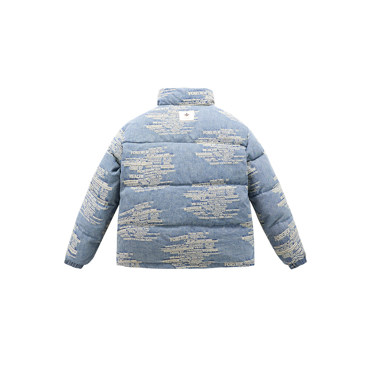 Men's Letter Jacquard Denim Puffer Jacket