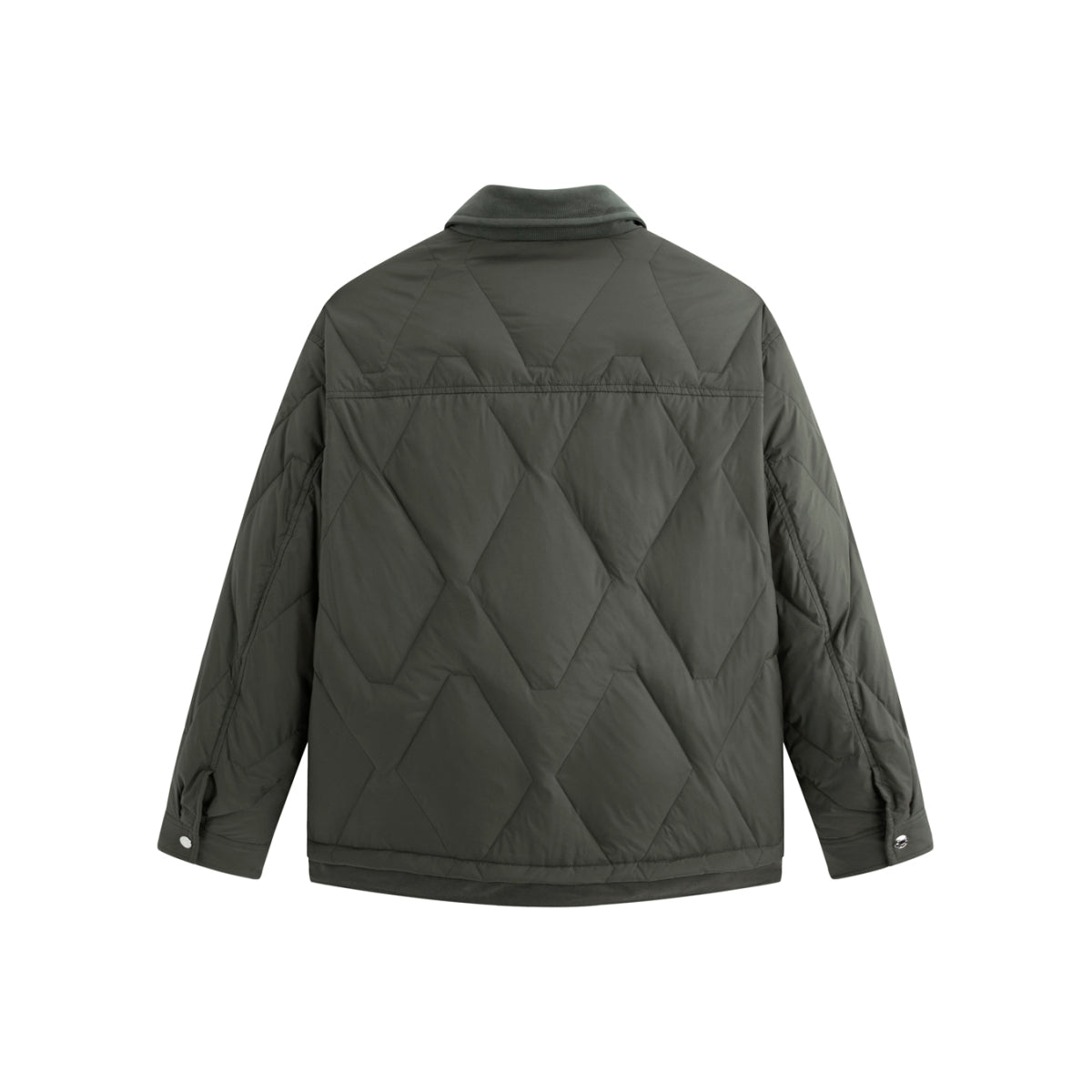 Men's Brown Down Jacket with Corduroy Collar