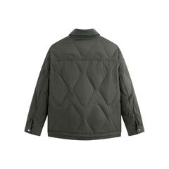 Men's Brown Down Jacket with Corduroy Collar