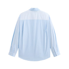 Men's Striped Shirt with Pocket Embroidery