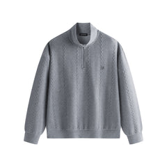 Men's Cable-Textured Half-Zip Sweatshirt