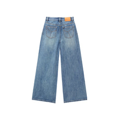 Women's Washed High-Waist Wide-Leg Jeans