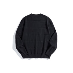 Men's Black Striped Textured Pullover