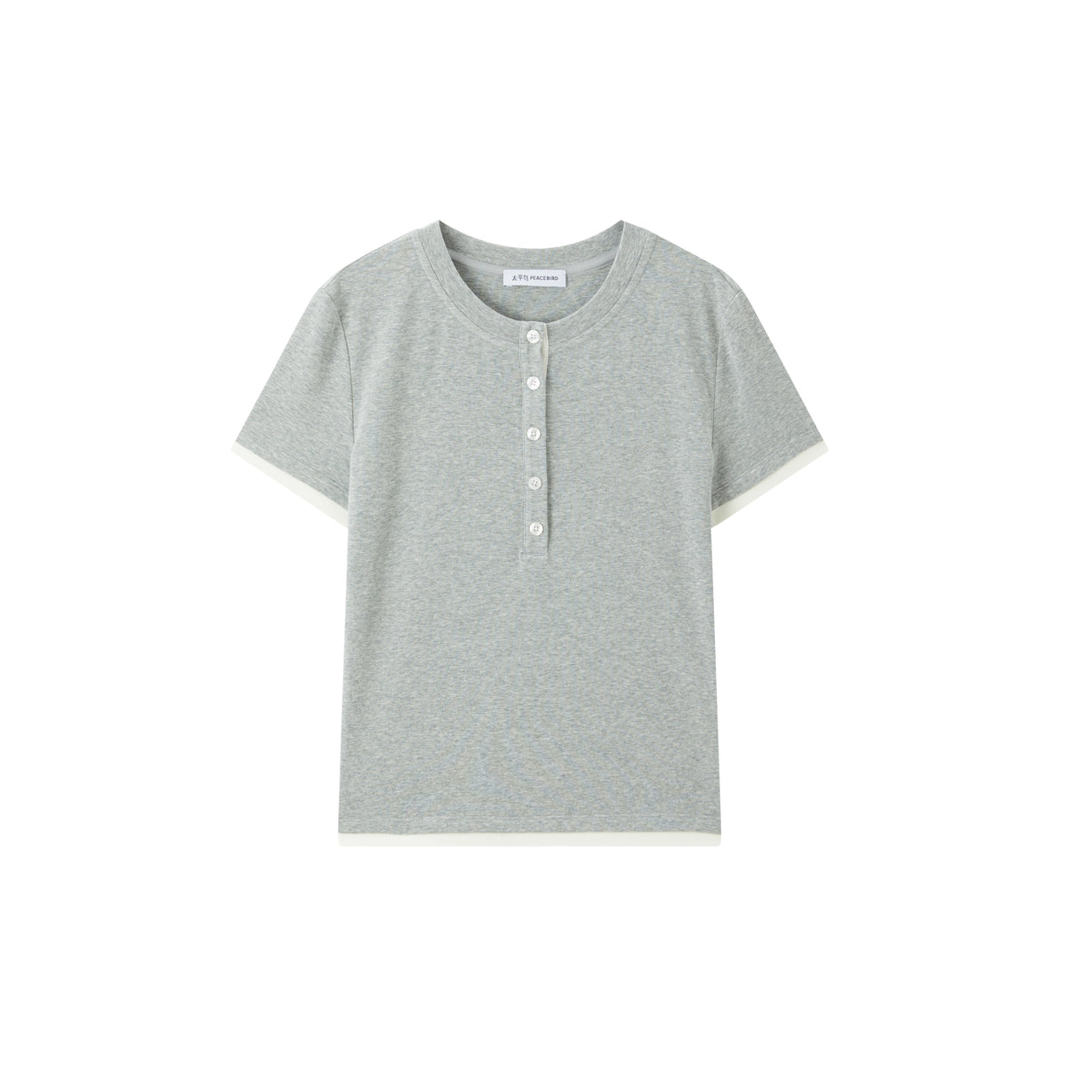 Women's Contrast Panel Henley T-Shirt