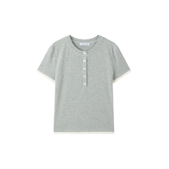 Women's Contrast Panel Henley T-Shirt
