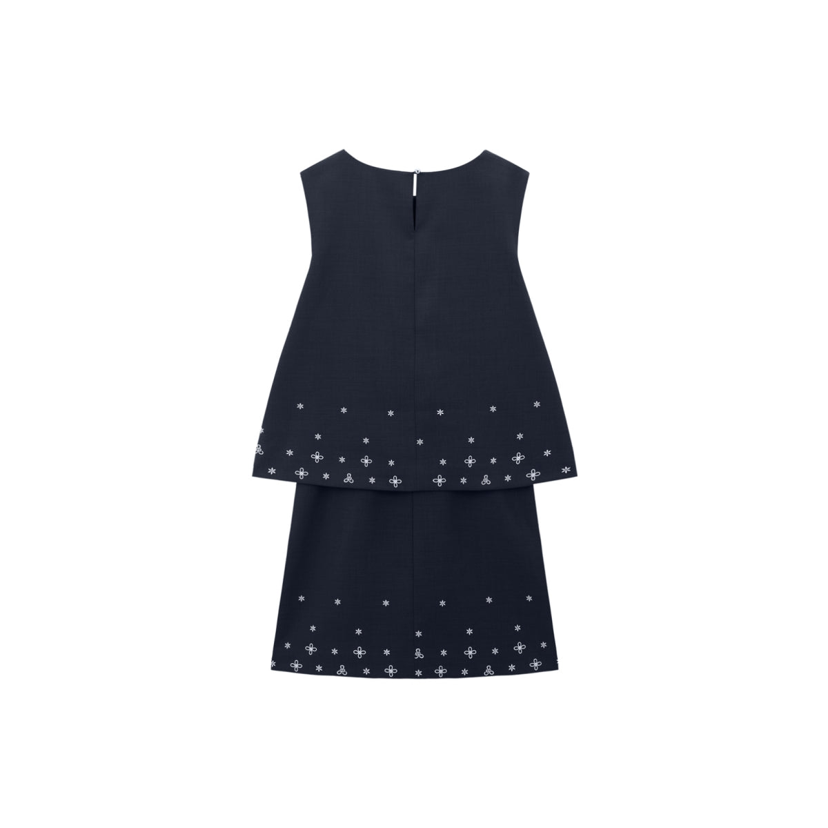 Women's Sleeveless Faux-Layered Dress with Embroidery