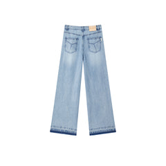 Women's Distressed Raw Hem Straight-Leg Jeans