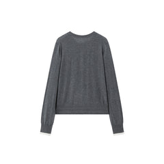 Women's Wool-Blend Knit Cardigan with Contrast Accents