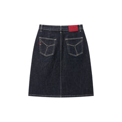 Women's Dark Blue Denim Midi Skirt