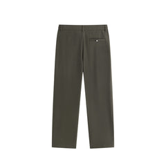 Men's Pleated Wide-Leg Fleece-Lined Suit Pants