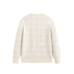 Men's Relaxed Allover Heart Jacquard Sweater