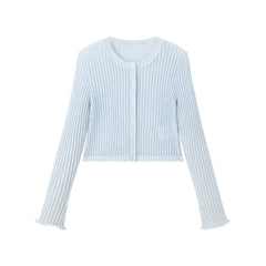 Women's Cropped Linen-Blend Knit Cardigan