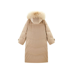 Women's Horn Button Parka Down Coat with Fox Fur Collar