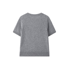 Women's Pure Wool Crewneck Short-Sleeve Knit Top