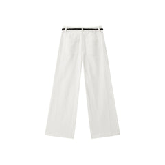 Women's Basic Wide-Leg Casual Pants with Belt
