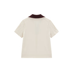 Women's Contrast Collar Jacquard Knit Top