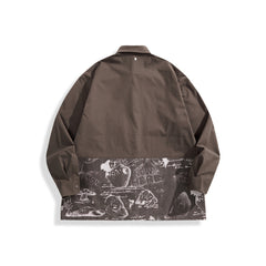 Men's Jacquard-Panel Spliced Shirt