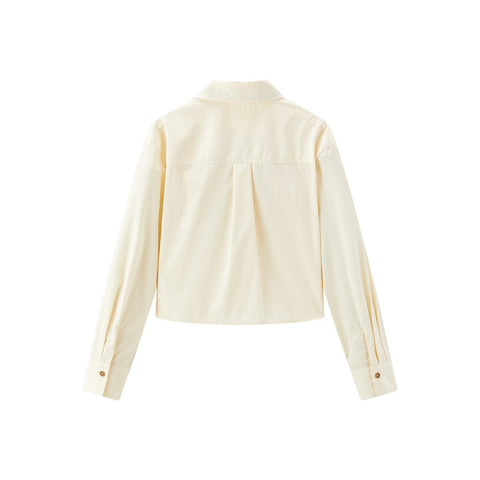 Peacebird Women *US Final Sale* Women's Cotton Drop-shoulder Crop Shirt