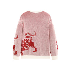 Men's Chinese-Inspired Contrast Jacquard Sweater