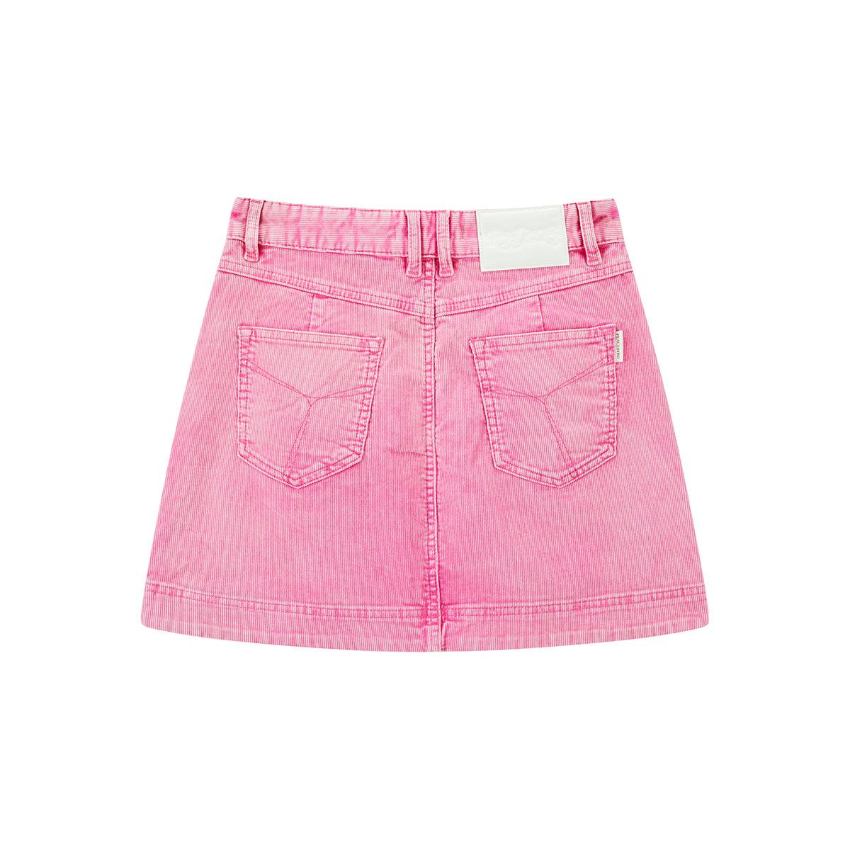 Women's Pink Corduroy Washed Denim Skirt