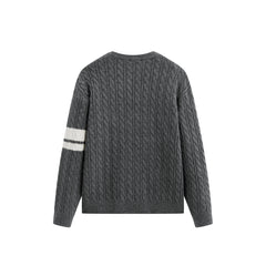 Men's Cable-Knit Contrast-Stripe Sweater