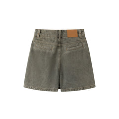 Women's High-Waisted A-Line Wide-Leg Denim Shorts