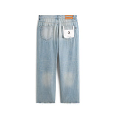 Men's Cotton Washed Straight-Leg Jeans