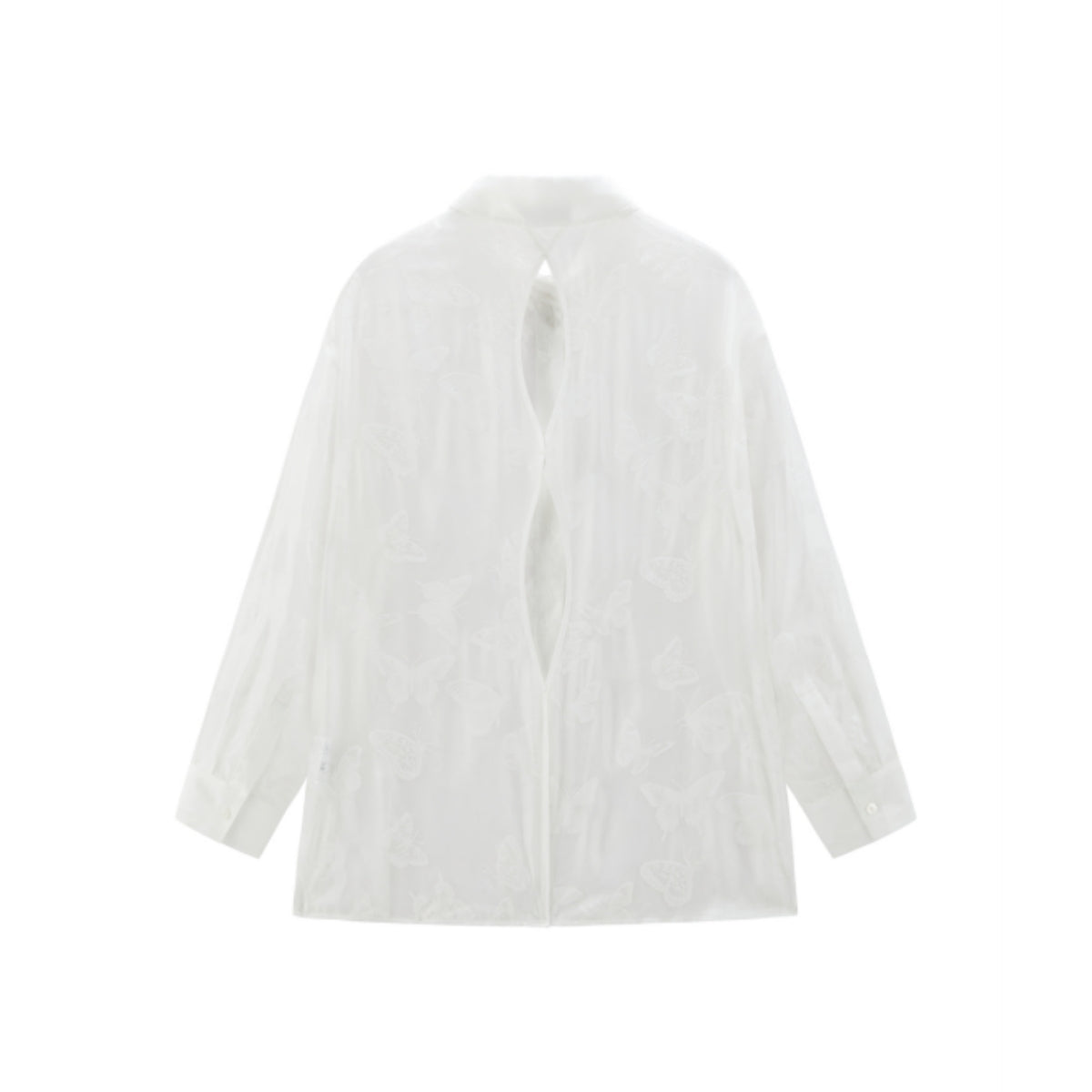 Women's Butterfly Flocked Sheer Shirtwith Back Cutout