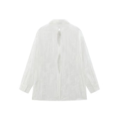 Women's Butterfly Flocked Sheer Shirtwith Back Cutout