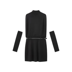 Women's Mock-Neck Knit Dress with Arm Warmers