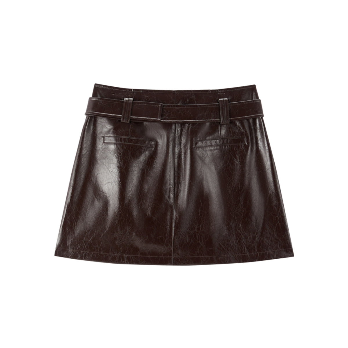 Women's PU Wide-Waist A-Line Skirt