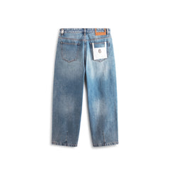 Men's Washed Distressed Wide-Leg Jeans