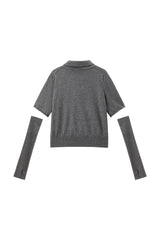 Women's Knit Sweater with Detachable Sleeves