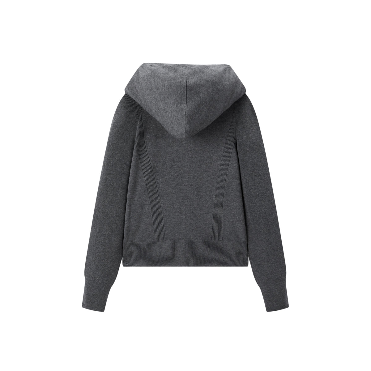 Women's Cropped Padded-Shoulder Hooded Cardigan