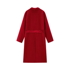 Women's Oversized Extra-Long Wool Coat with Belt
