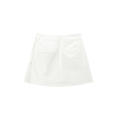 Women's White High-Waisted A-Line Mini Skirt