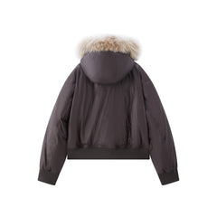 Women's Down Jacket with Detachable Raccoon Fur Collar